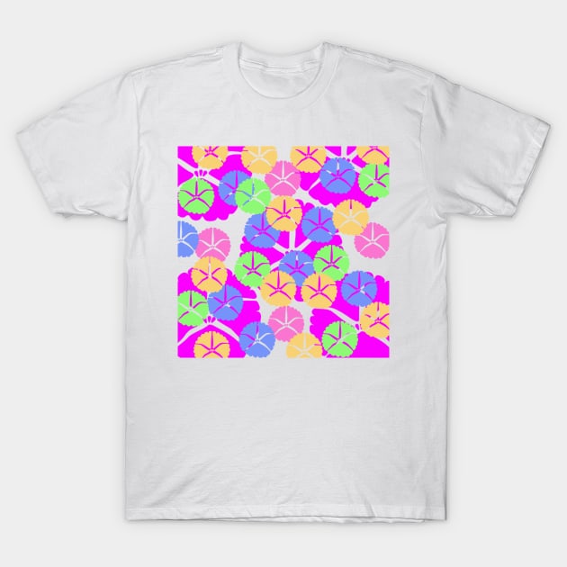 colorful pink green flowers background pattern T-Shirt by Artistic_st